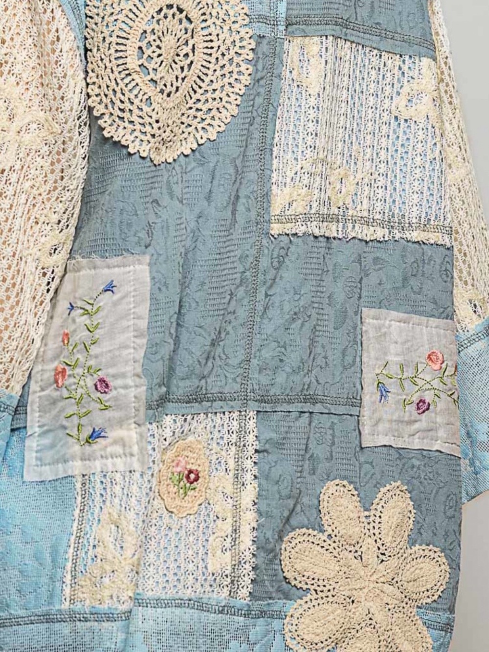 🤗 POL- Blue Patchwork Kimono Cardigan - Picture 5 of 5